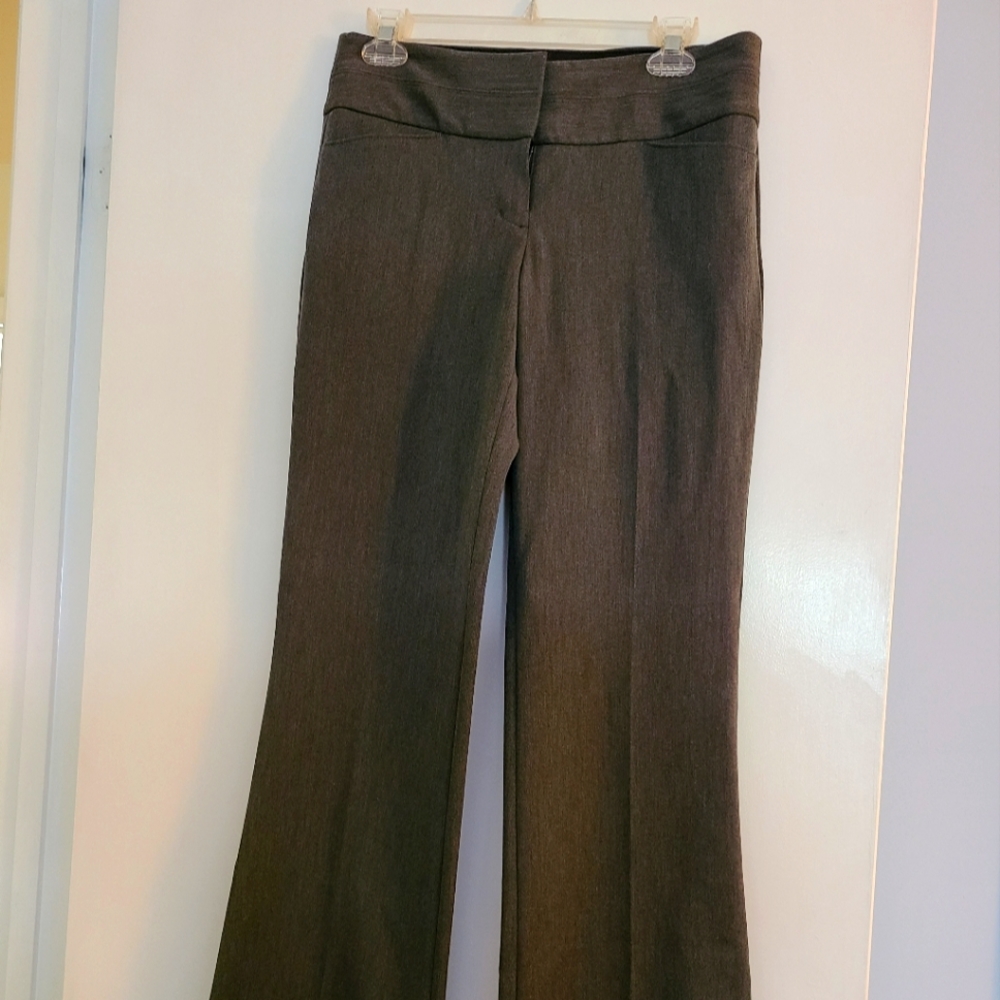 Express Express Pants, Wide Waistband Flare Leg Pants, Size 2 Long, Gray